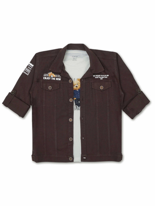 Boys Comfort Opaque Pure Cotton Casual Shirt With T Shirt