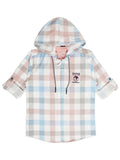 Boys Gingham Checked Comfort Regular Fit Opaque Cotton Casual Shirt With T Shirt