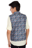 CHARCHIT Boys Printed Nehru Jacket and Shirt - Blue