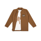 CAVIO Boys Cotton Blend Full Sleeves Zipper Jacket and T-Shirt Brown