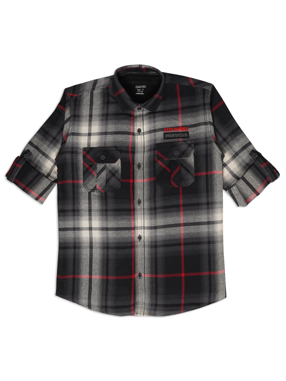 Boys Comfort Tartan Checks Pure Cotton Casual Shirt With T Shirt