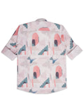 Boys Comfort Abstract Printed Roll-Up Sleeves Pure Cotton Casual Shirt With T Shirt