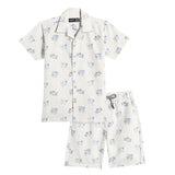 CAVIO Cotton Half Sleeves Abstract Printed Shirt & Shorts Clothing Set - Blue