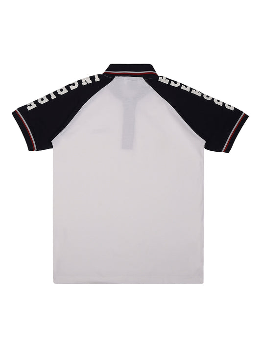 Boys Colourblocked Polo Collar Cotton T shirt