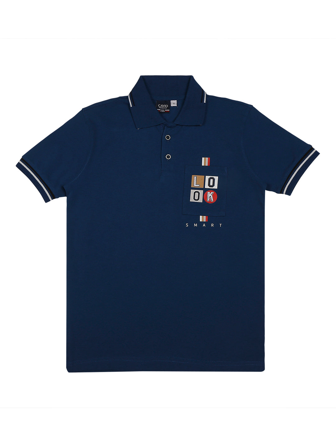 Boys Typography Printed Polo Collar Cotton T shirt