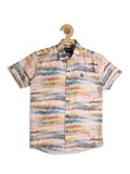 Boys Comfort Fit Abstract Printed Opaque Casual Shirt With Printed T shirt