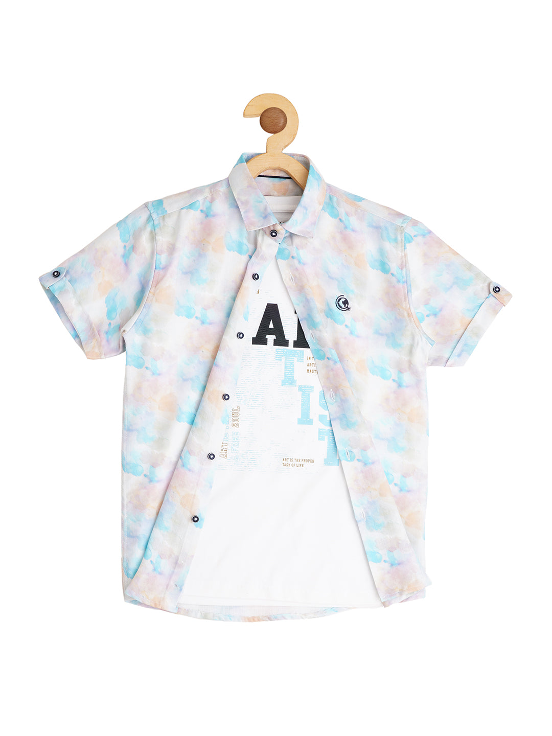 Boys Comfort Tie & Dye Cotton Shirt with T Shirt