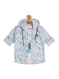 Boys Hooded Abstract Printed Comfort Long Sleeves Cotton Casual Shirt