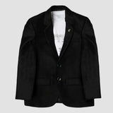 CAVIO Boys Cotton Solid Full Sleeves Partywear Blazer And T-Shirt - Balck