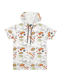 Boys Printed Hooded T  shirt With Shorts Set