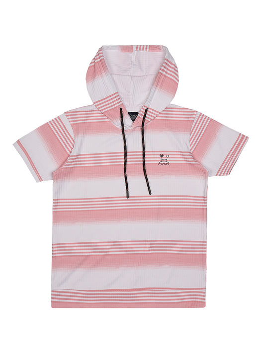 Boys Striped Pure Cotton Hooded T shirt with Shorts