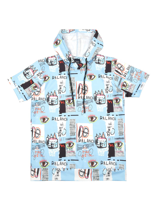 Boys Printed Hooded T shirt with Shorts