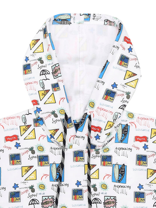 Boys Printed Hooded Pure Cotton T-shirt with Shorts