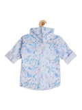 Boys Hooded Abstract Printed Comfort Long Sleeves Cotton Casual Shirt