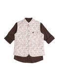 Boys Embellished Pure Cotton Nehru Jacket With Shirt