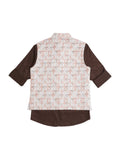 Boys Embellished Pure Cotton Nehru Jacket With Shirt