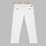 CAVIO Boys Cotton Solid Cargo Trousers White
