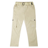 CAVIO Boys Cotton Solid Cargo Trousers Cream