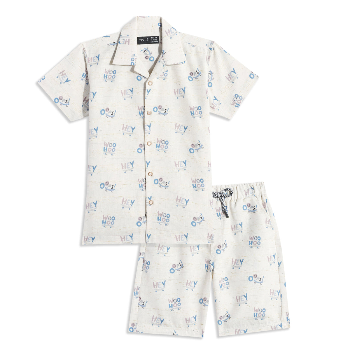 CAVIO Cotton Half Sleeves Abstract Printed Shirt & Shorts Clothing Set - Blue