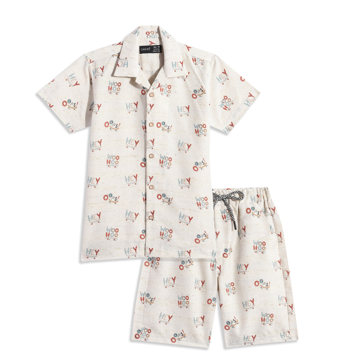 CAVIO Cotton Half Sleeves Abstract Printed Shirt & Shorts Clothing Set - Rust