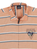 Boys Orange Comfort Horizontal Stripes Opaque Striped Casual Shirt