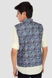 CHARCHIT Boys Printed Nehru Jacket and Shirt - Blue