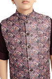 CHARCHIT Boys Printed Nehru Jacket and Shirt - Magenta