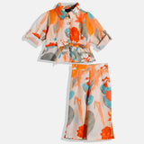 CAVIO Cotton Full Sleeves printed floral dress - Orange