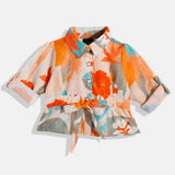 CAVIO Cotton Full Sleeves printed floral dress - Orange