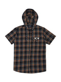 Boys Checked Comfort Hooded Cotton Casual Shirt With Graphic Printed T Shirt