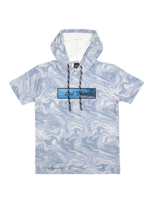 Boys Printed Hooded T shirt With Shorts Set