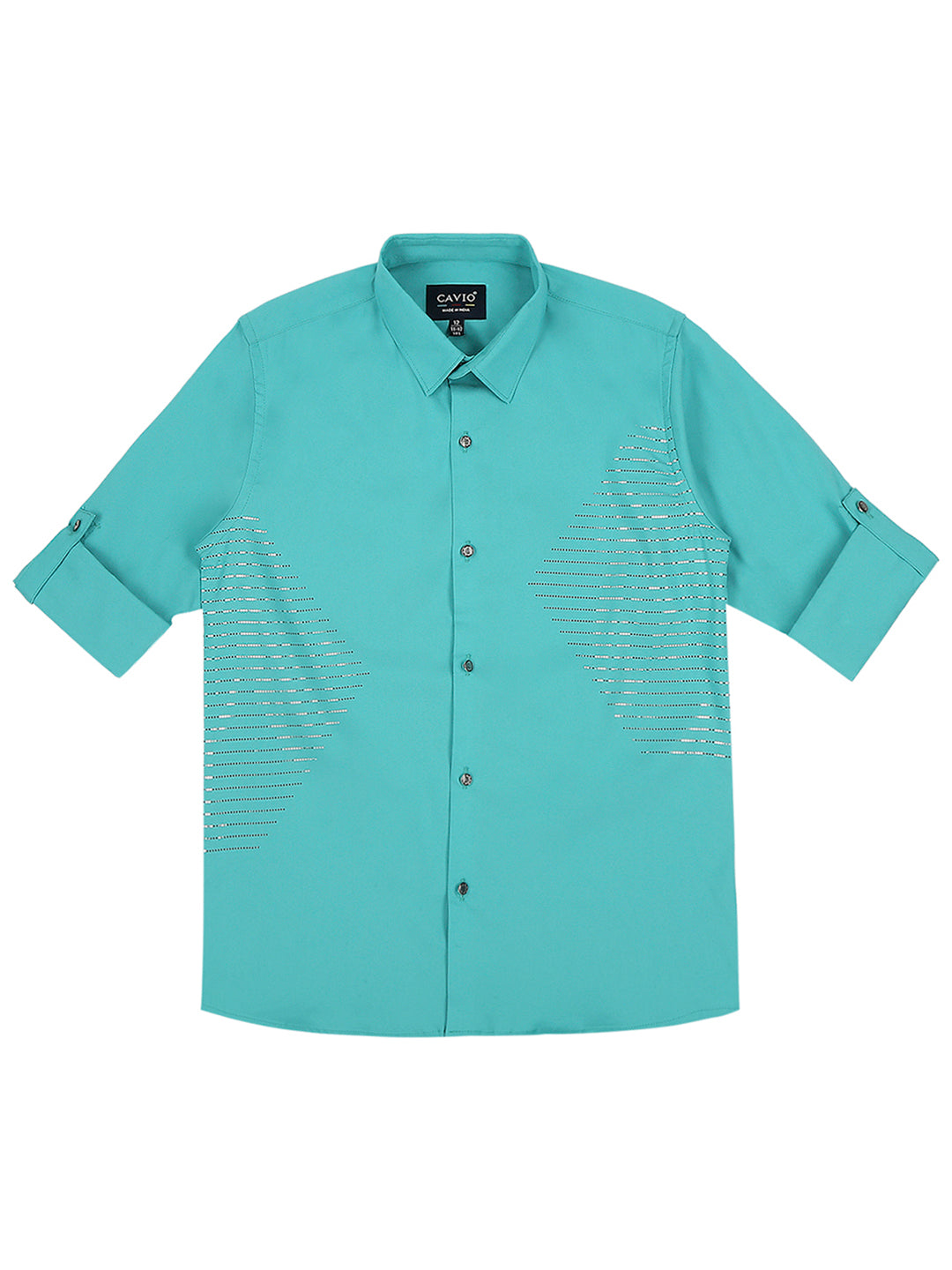 Boys Comfort Zari Detail Checked Embellished Party Cotton Shirt