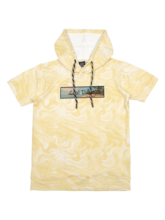 Boys Printed Hooded T shirt With Shorts Set