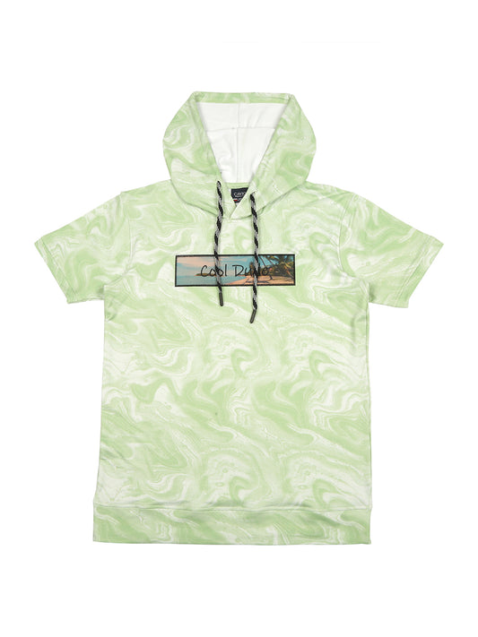 Boys Printed Hooded T-shirt With Shorts Set