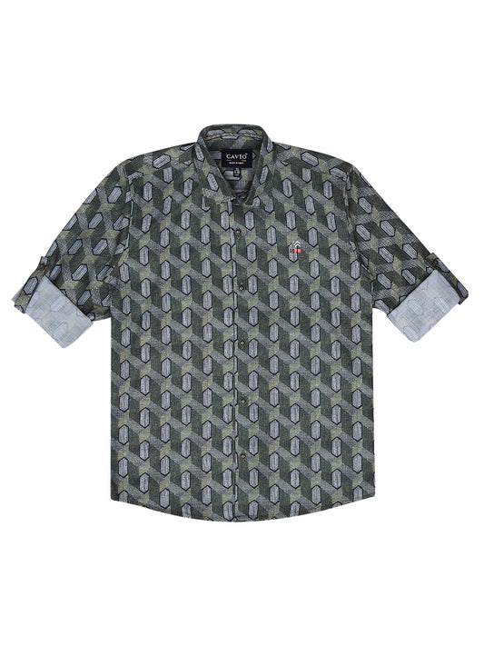 Boys Comfort Printed Pure Cotton Casual Shirt With T Shirt