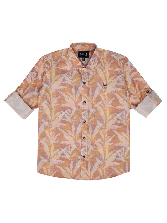 Boys Comfort Floral Printed Pure Cotton Casual Shirt with T Shirt