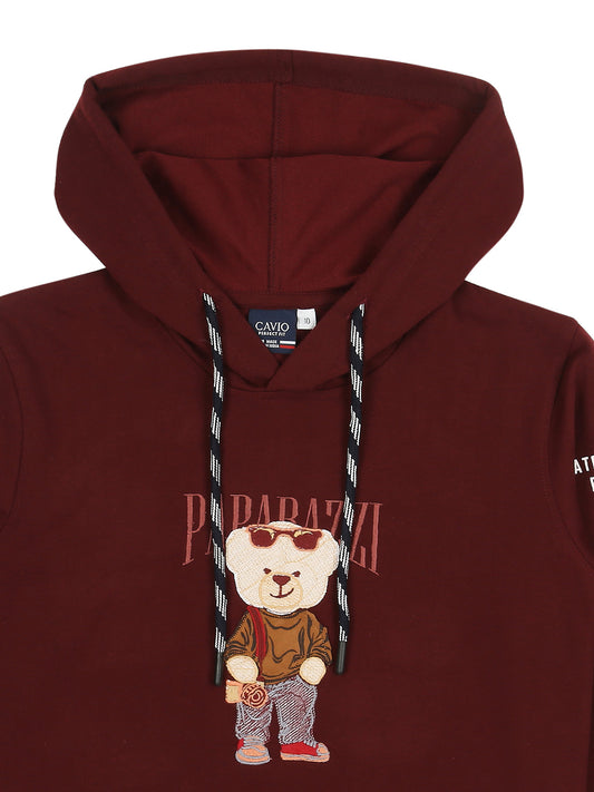 Boys Graphic Printed Hooded Cotton Pullover