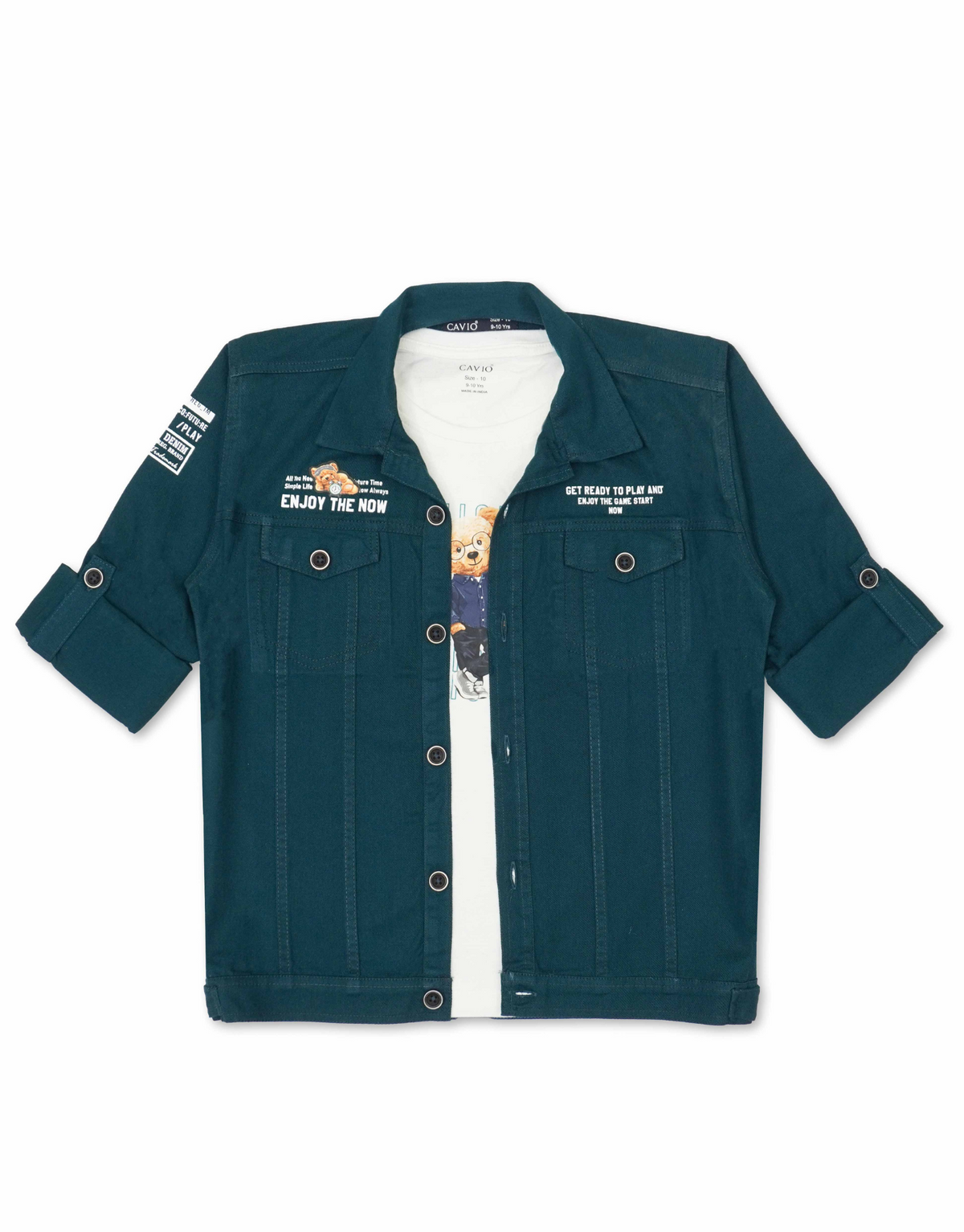 Boys TurquoiseBlue Casual Shirt With T Shirt