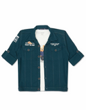 Boys TurquoiseBlue Casual Shirt With T Shirt