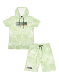 Boys Printed Hooded T-shirt With Shorts Set