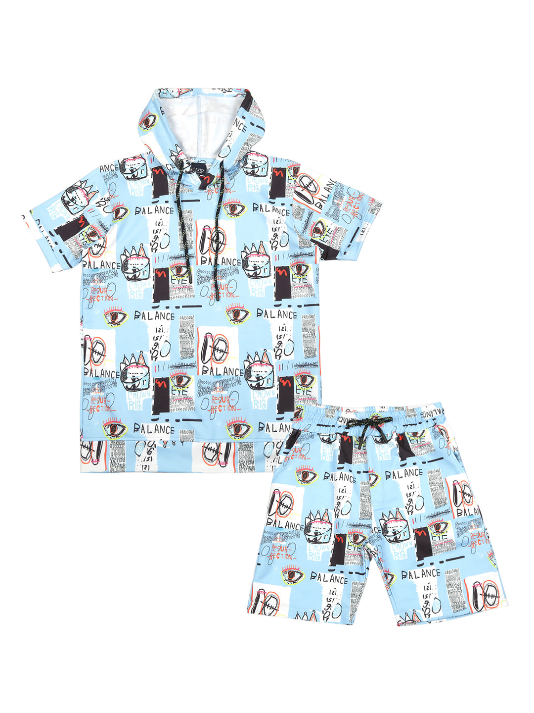 Boys Printed Hooded T shirt with Shorts