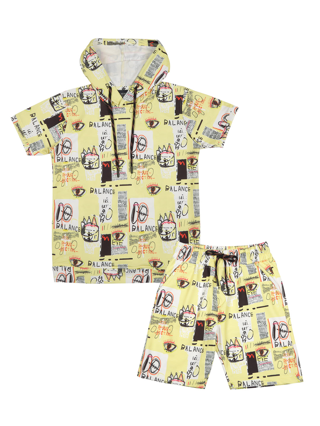 Boys Printed Hooded T shirt with Shorts