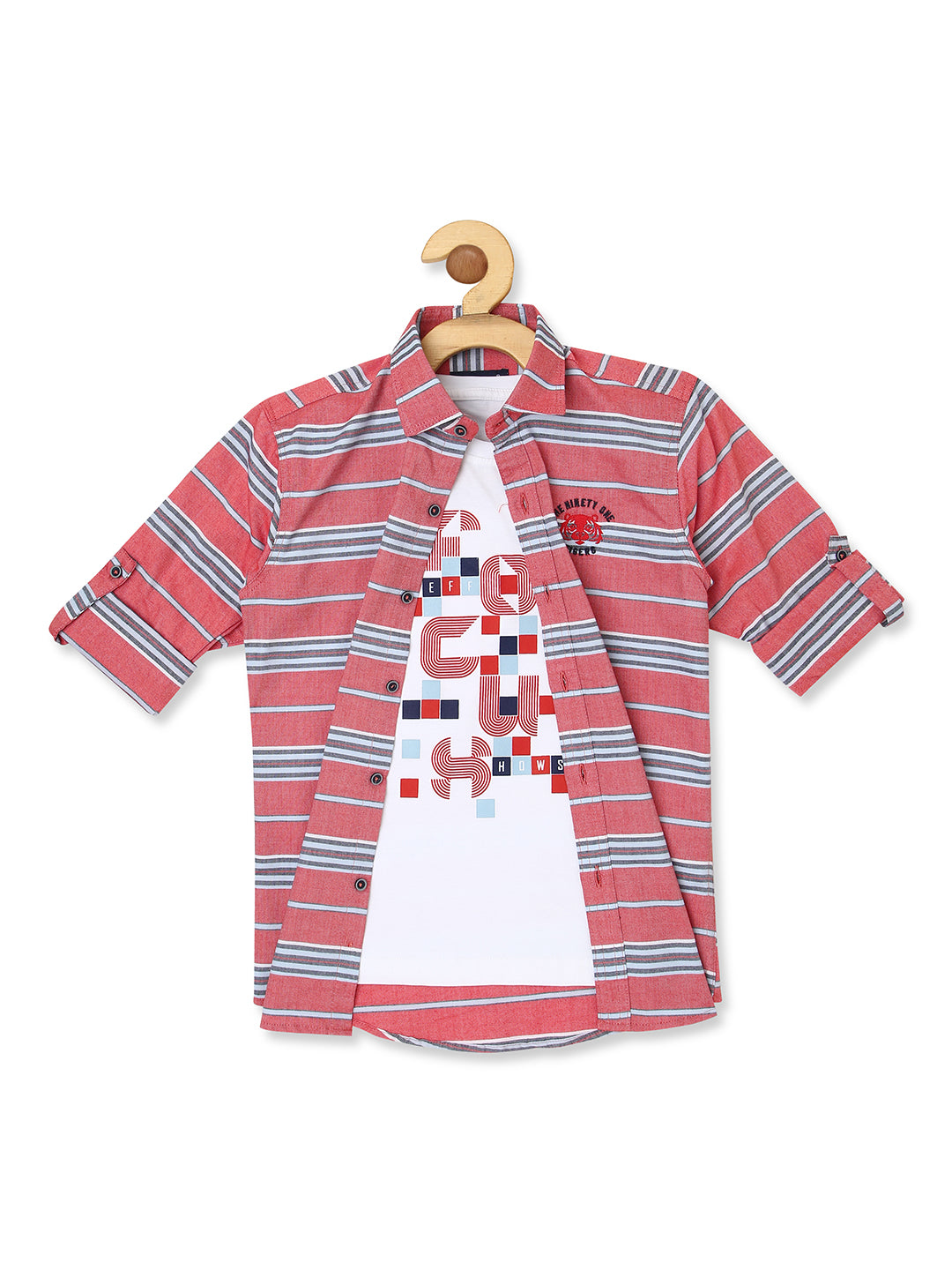 Boys Red Comfort Printed Casual Shirt