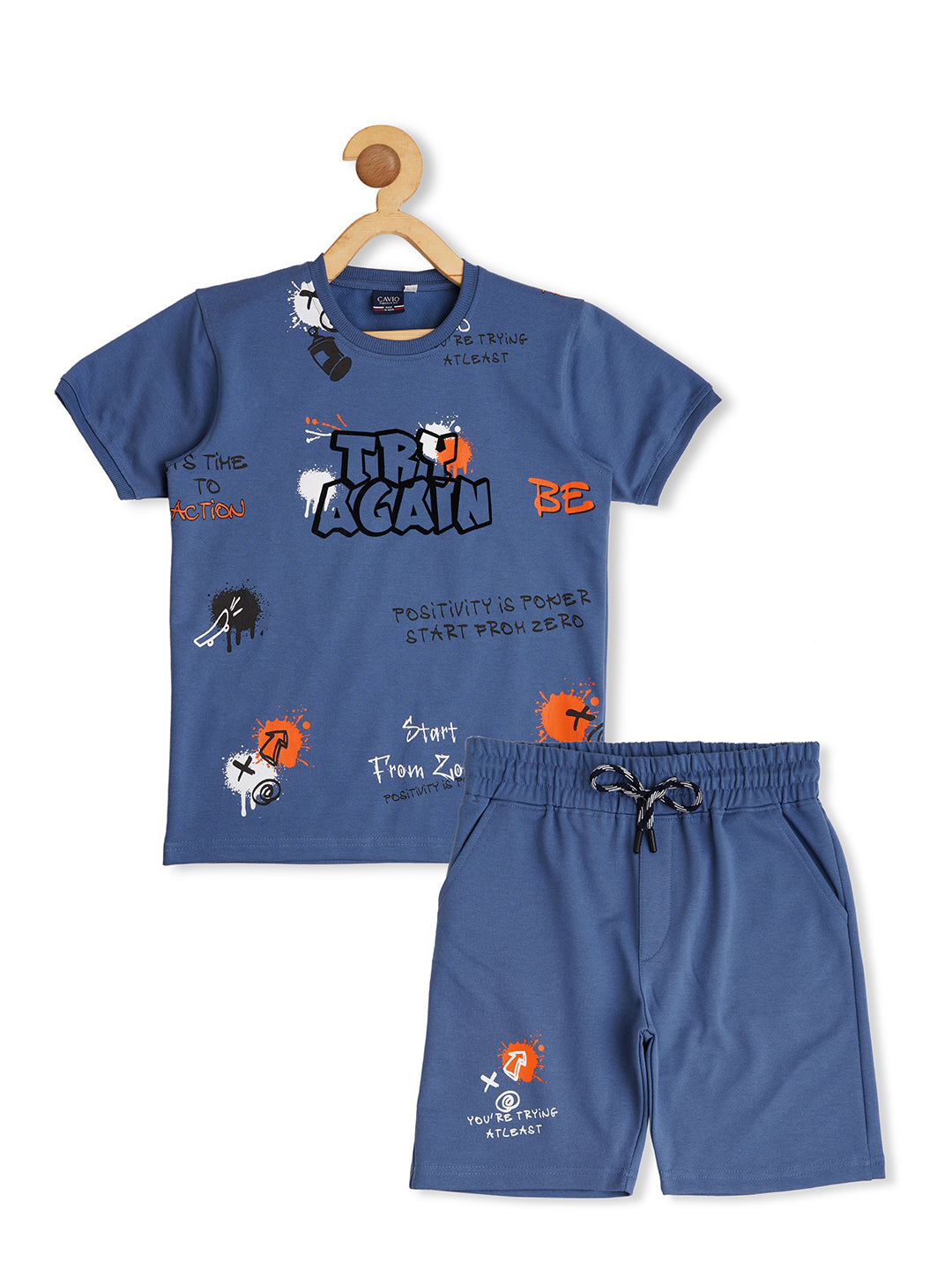 Boys Printed Pure Cotton T-shirt With Shorts