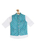 Boys Printed Nehru Jacket With Shirt - -