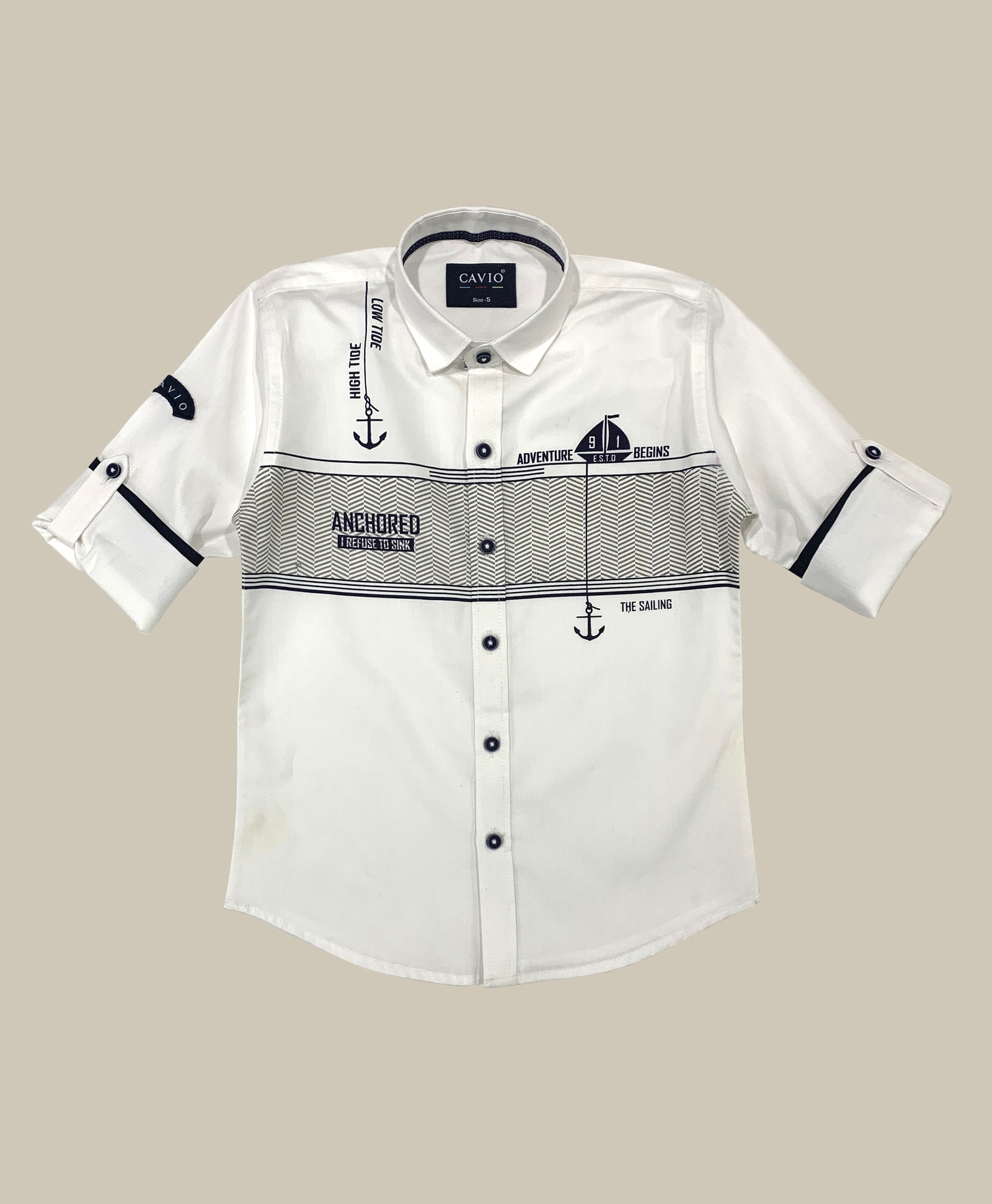 Copy of CAVIO Boys White Premium Printed Casual Shirt