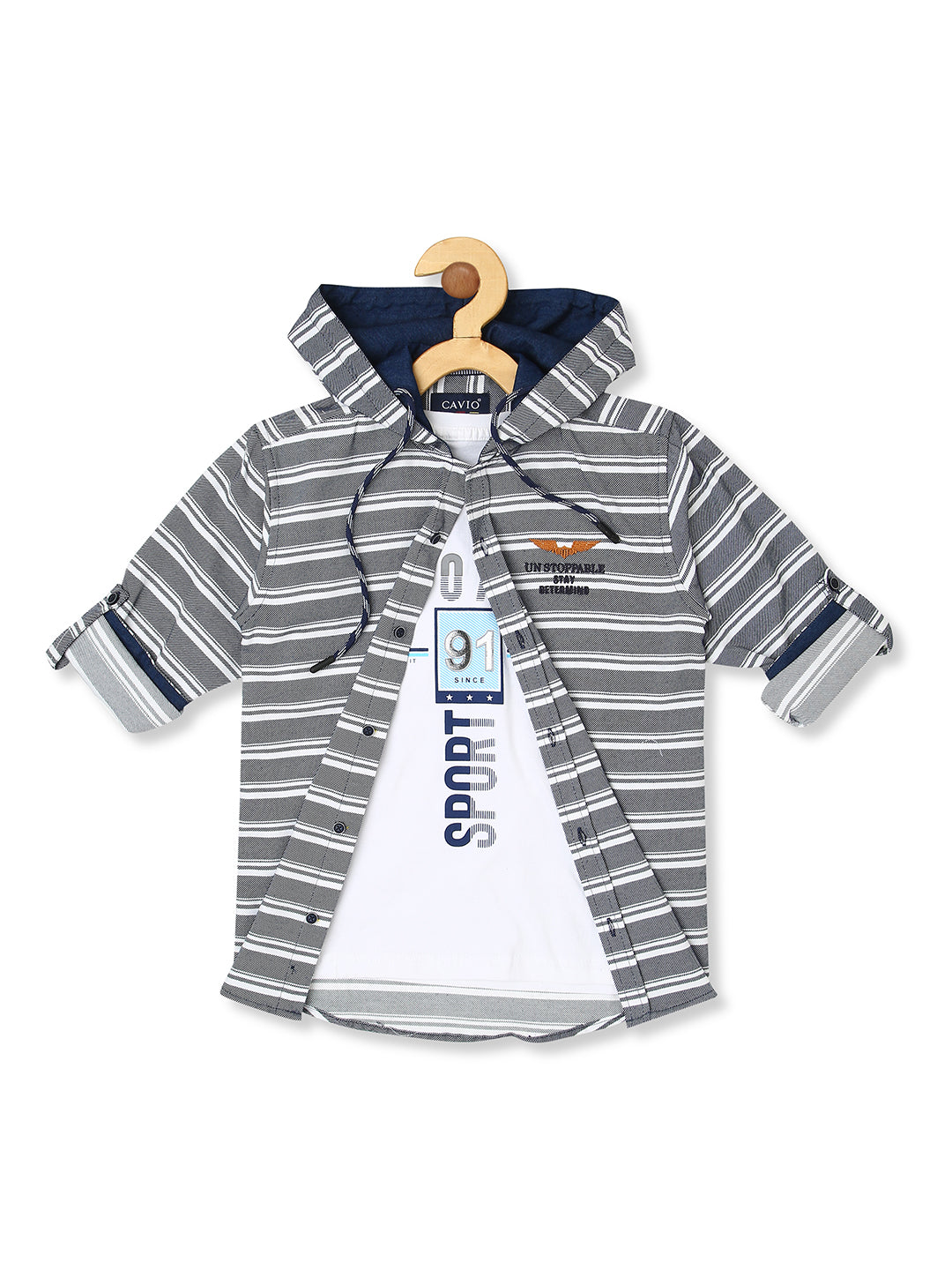 Boys Horizontal Stripes Cotton Casual Shirt