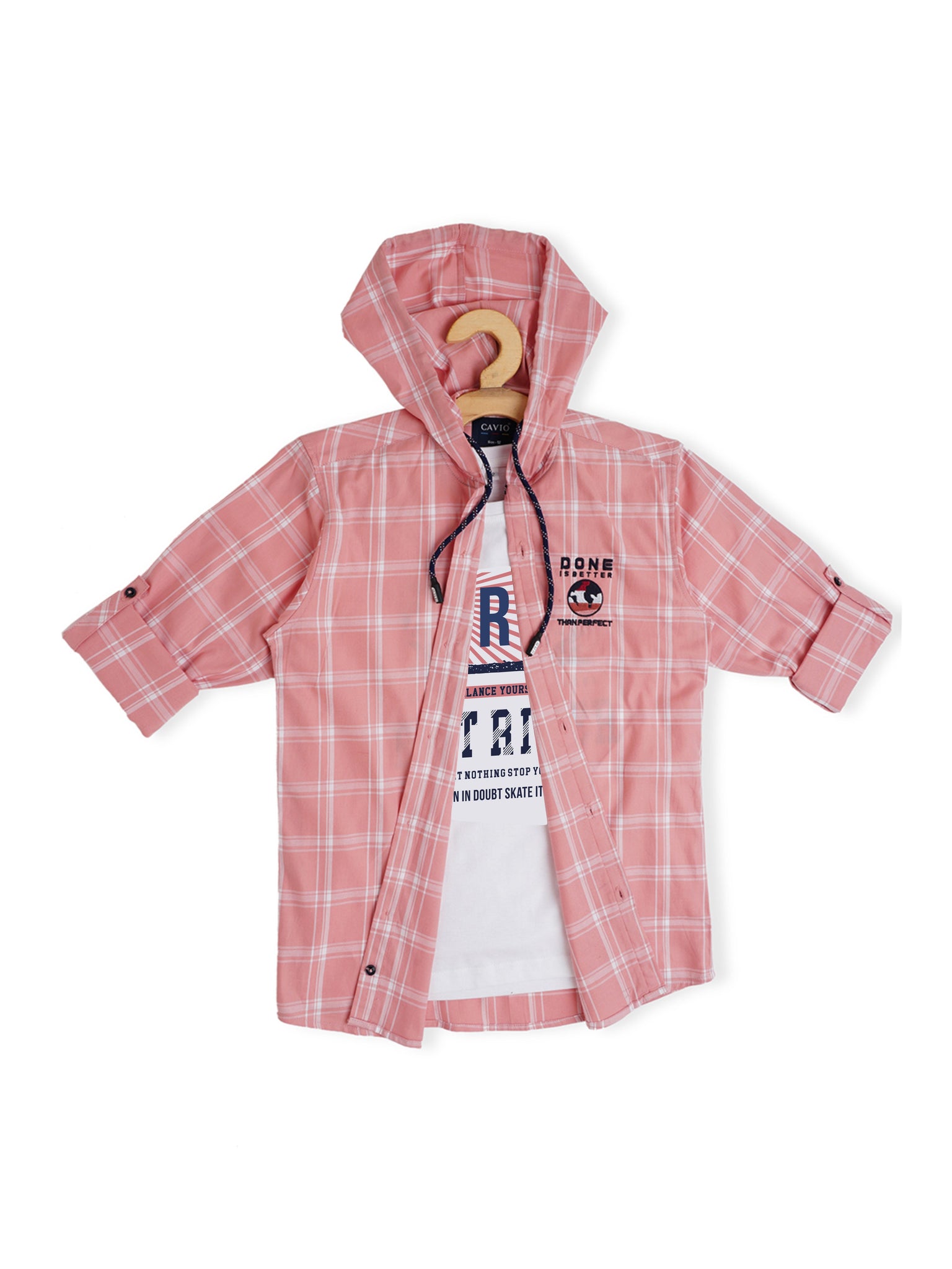 Boys Pink Comfort Checked Casual Shirt