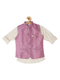 Boys Printed Slim-Fit Nehru Jacket With Shirt - -