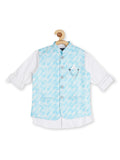 Boys Printed Nehru Jacket With Shirt - -